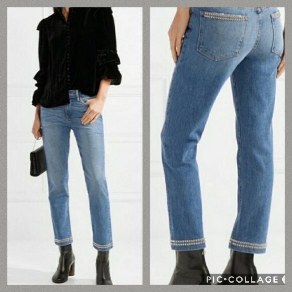 FRAME Denim Le High Straight Jean with Studs